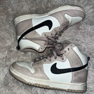 Nike High-Top Sneakers in Taupe and White
